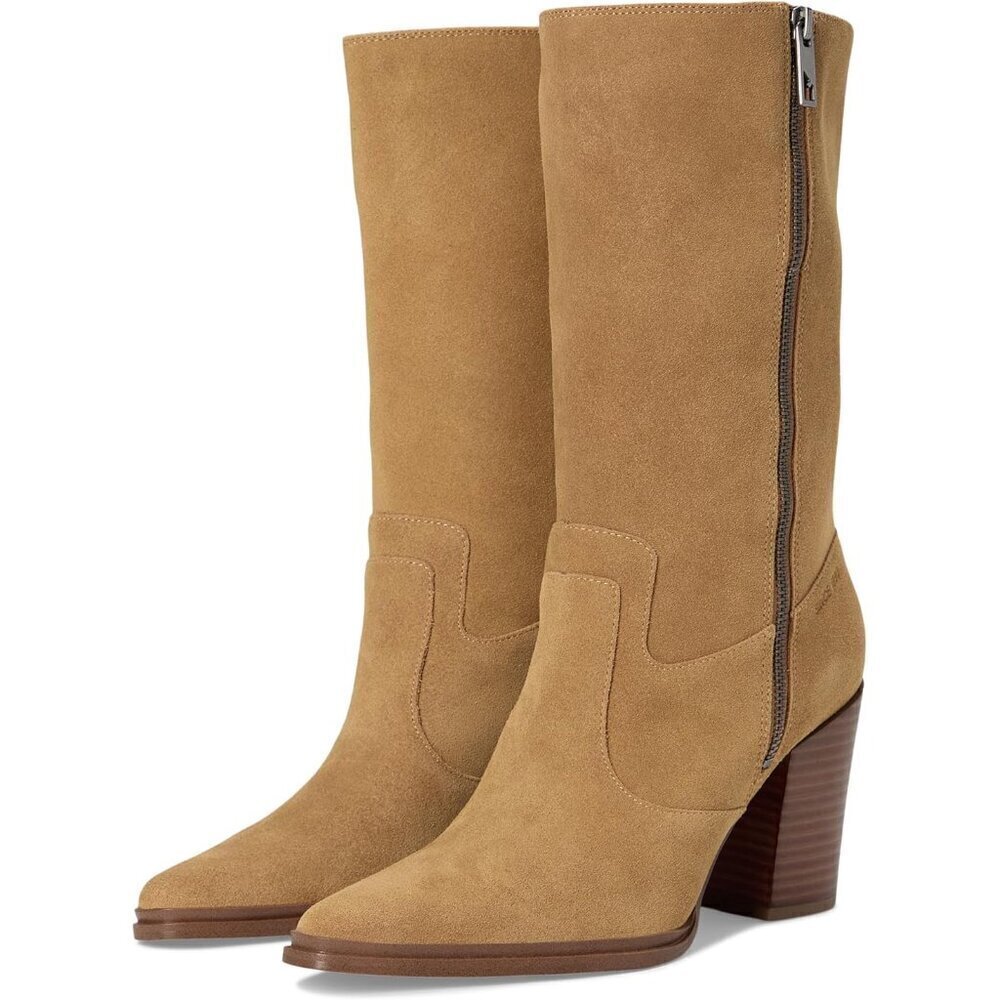 NWB $225 Franco Sarto Suede Jaxon Mid Shaft Boots Western Camel Brown Tan Sz 8.5